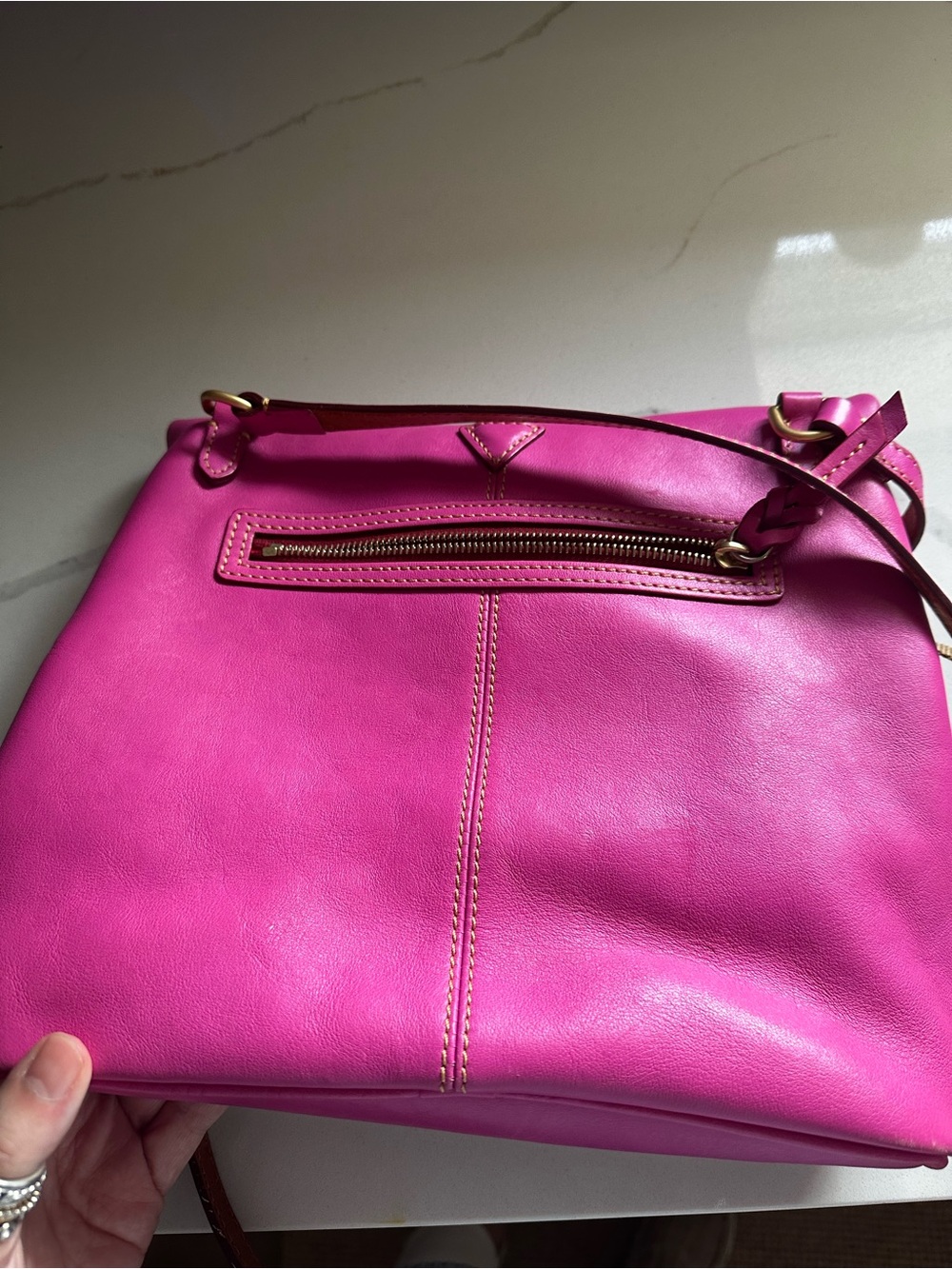 Women's Dooney &Bourke Hot Pink Leather Fold-Over Cross Body bag - Picture 7 of 14